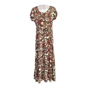 Vintage 90s All That Jazz Rayon Floral Maxi Dress Cottagecore Boho Grunge 5/6